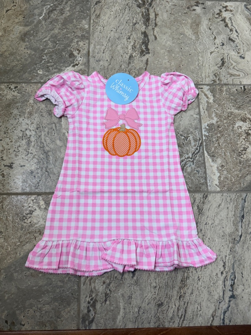 NWT Size 2T Classic Whimsy Pink Gingham Pumpkin Dress